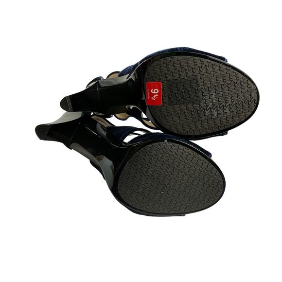 Michael Kors Berkley Sandal Blue Velvet Platform Block Heel Size 9.5M Zipper NWB - Picture 8 of 10